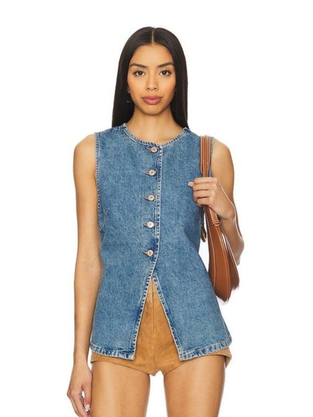 We The Free Aimee Denim Vest Ultra Light Beam Size S